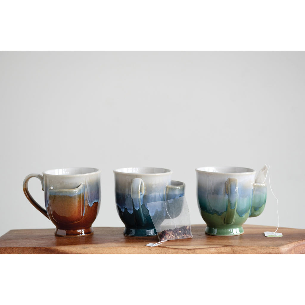 Stoneware Mug with Tea Bag Holder