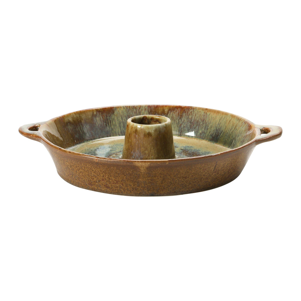 Stoneware Dish with Toothpick Holder