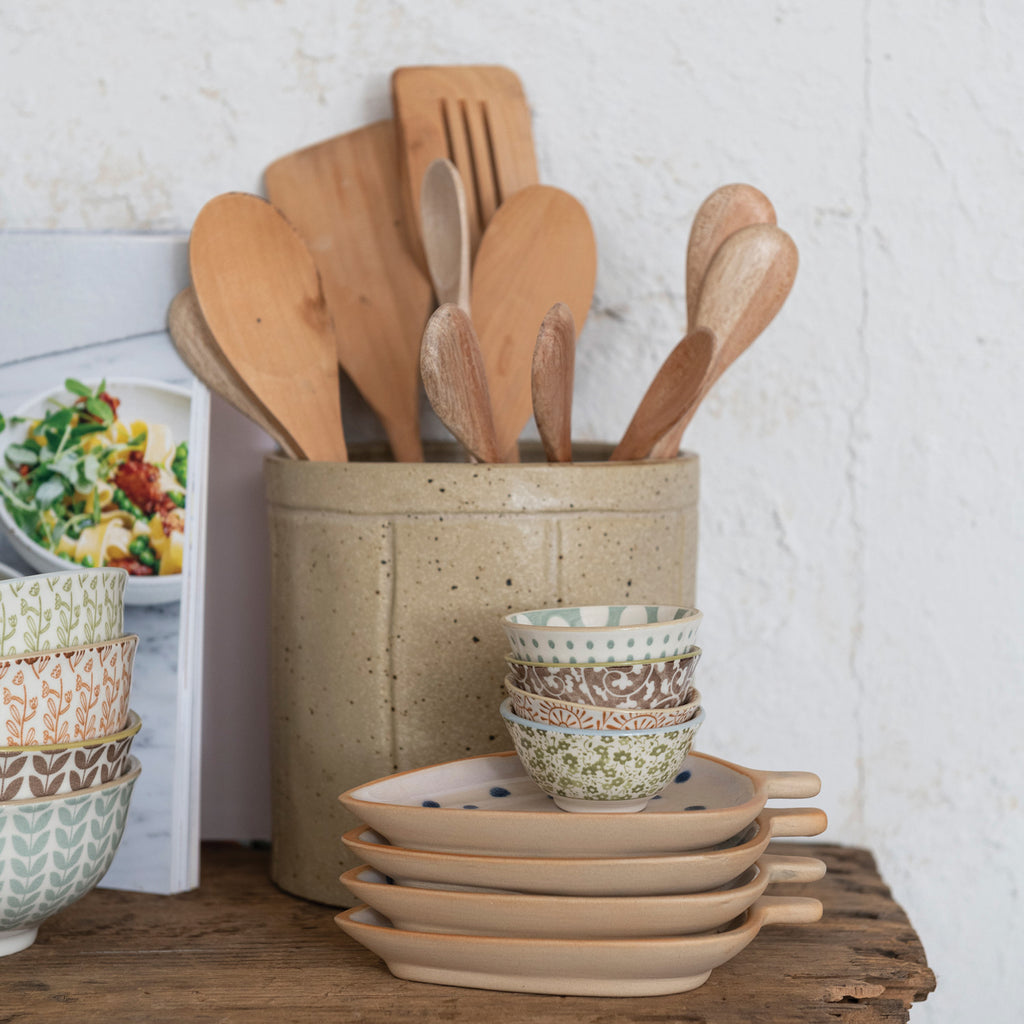 Stoneware Pinch Pot with Pattern- 4 colors