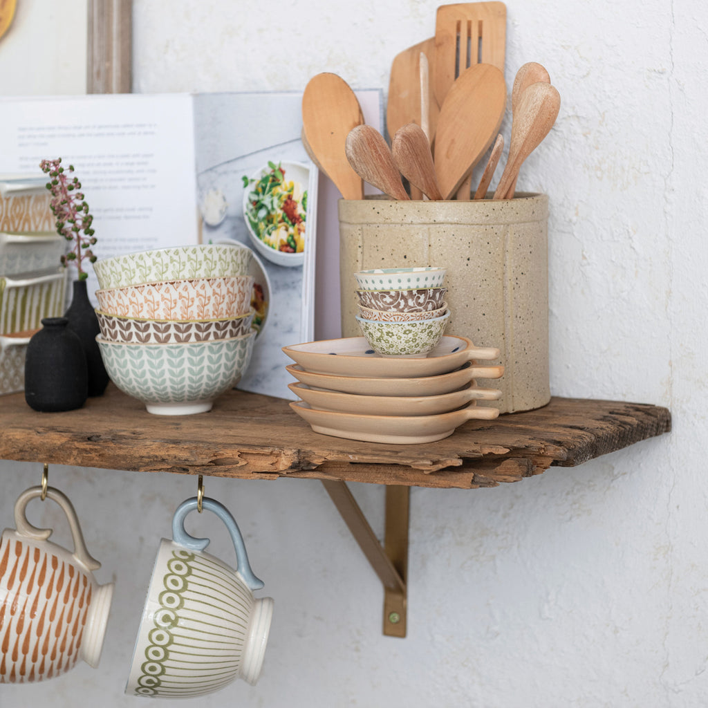 Stoneware Pinch Pot with Pattern- 4 colors