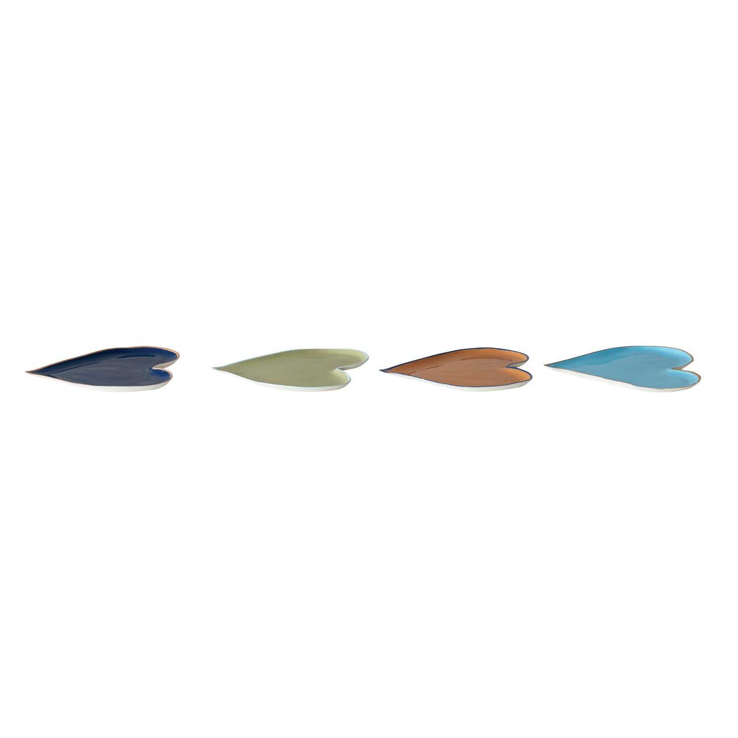 Enameled Metal Heart Shaped Tray with Colored Edge, 4 Colors