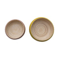 Bamboo Bowls w/ Natural Finish Inside, Matte Pink & Yellow