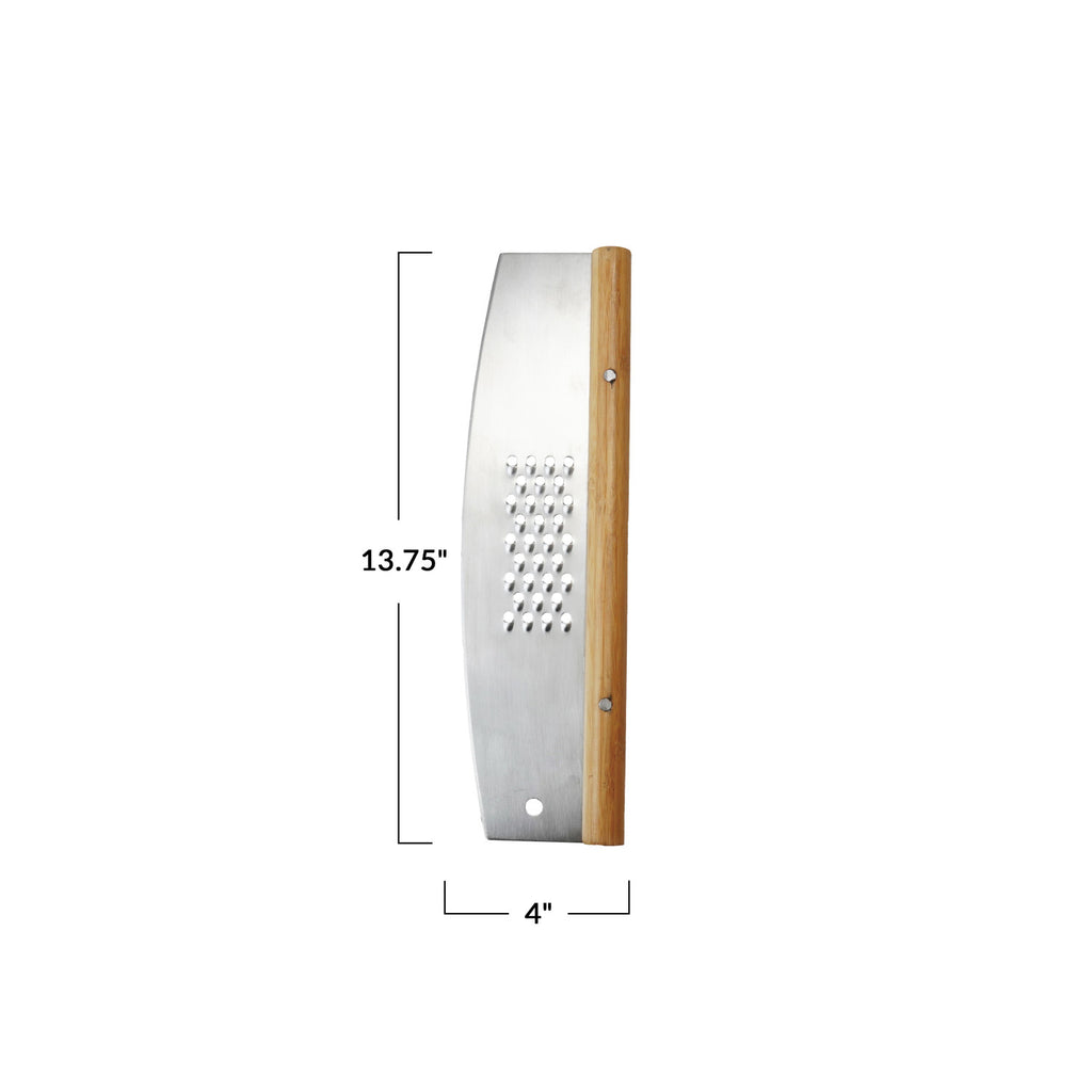 Pizza Cutter w/ Grater, Stainless Steel & Rubberwood (Natural)