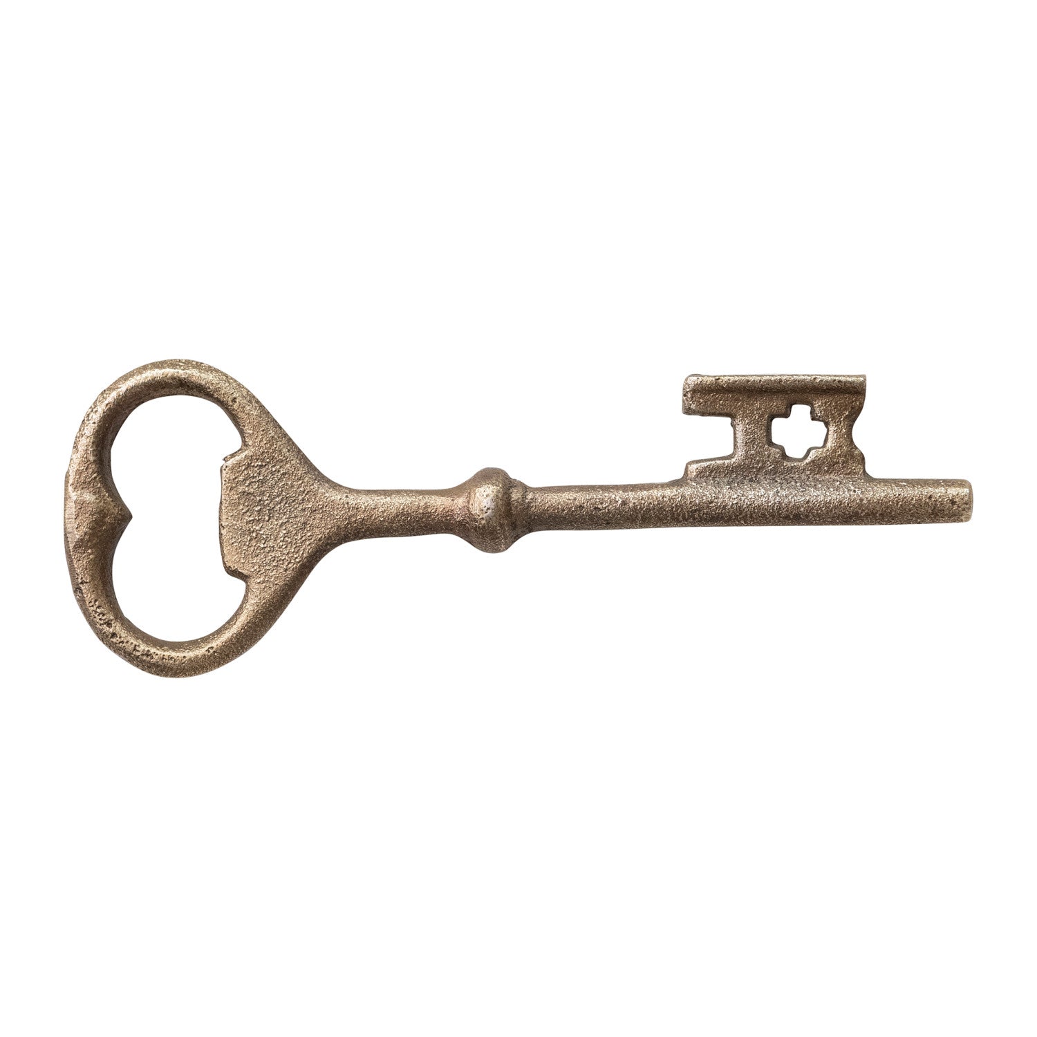 Cast Iron Key Shaped Bottle Opener, Antique Brass Finish