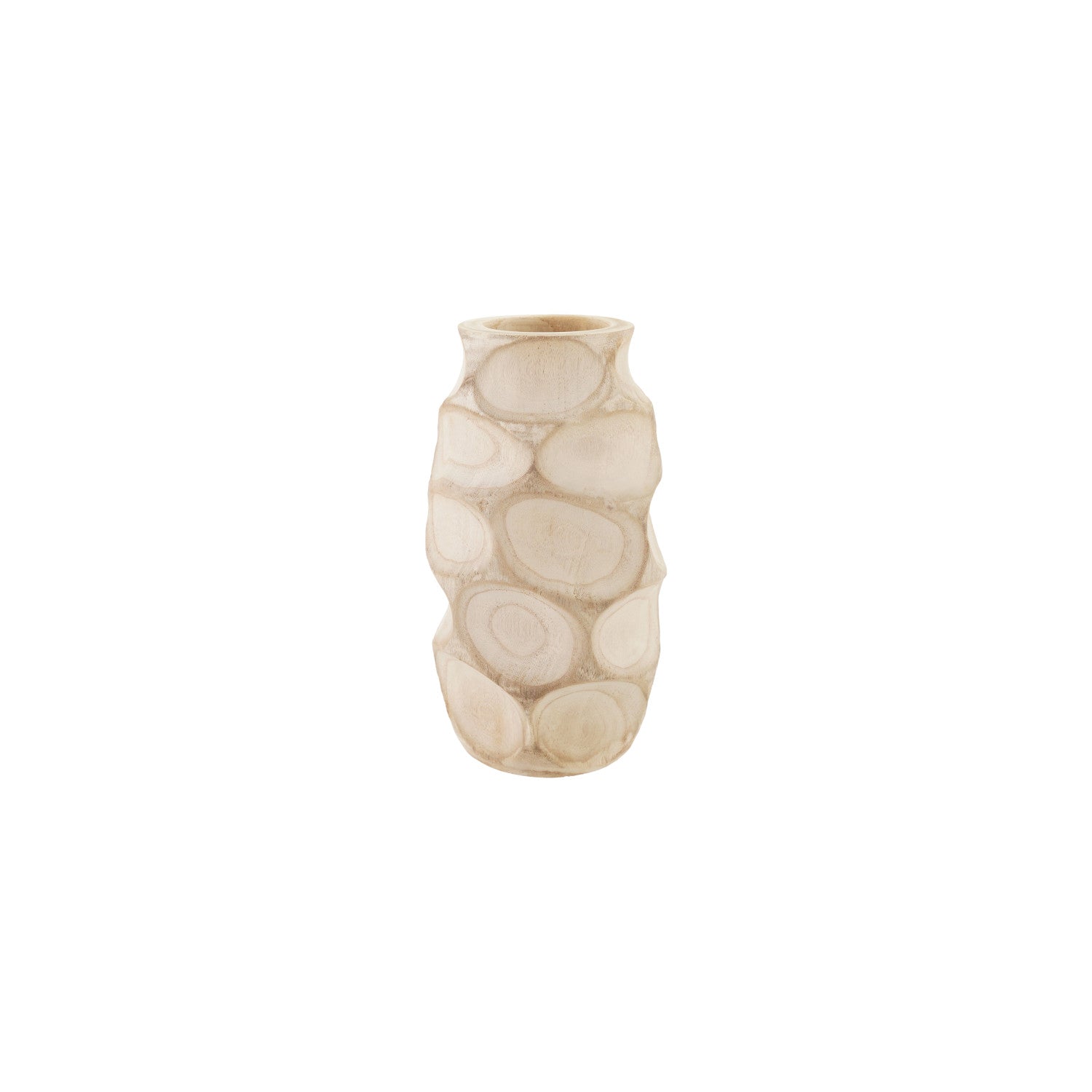 Decorative Carved Paulownia Wood Vase, Natural