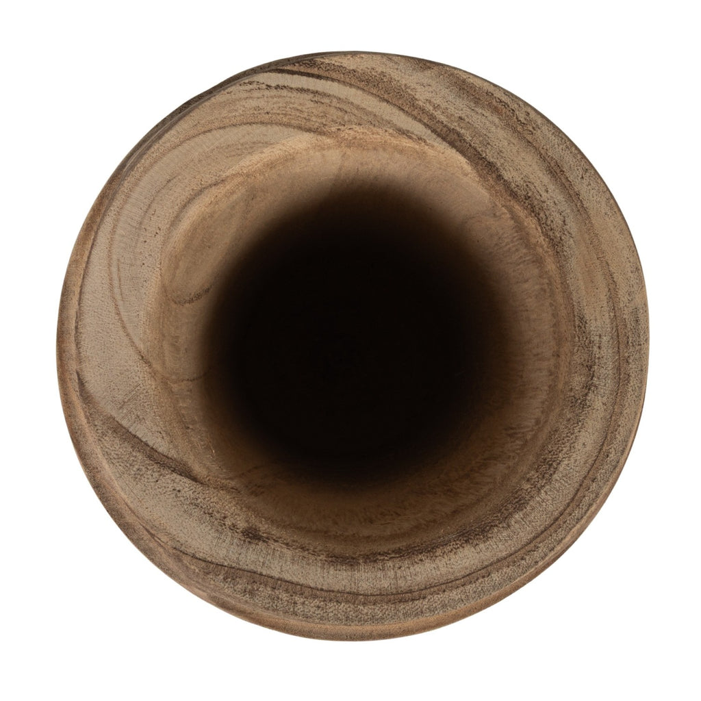 Decorative Carved Paulownia Wood Vase, Natural