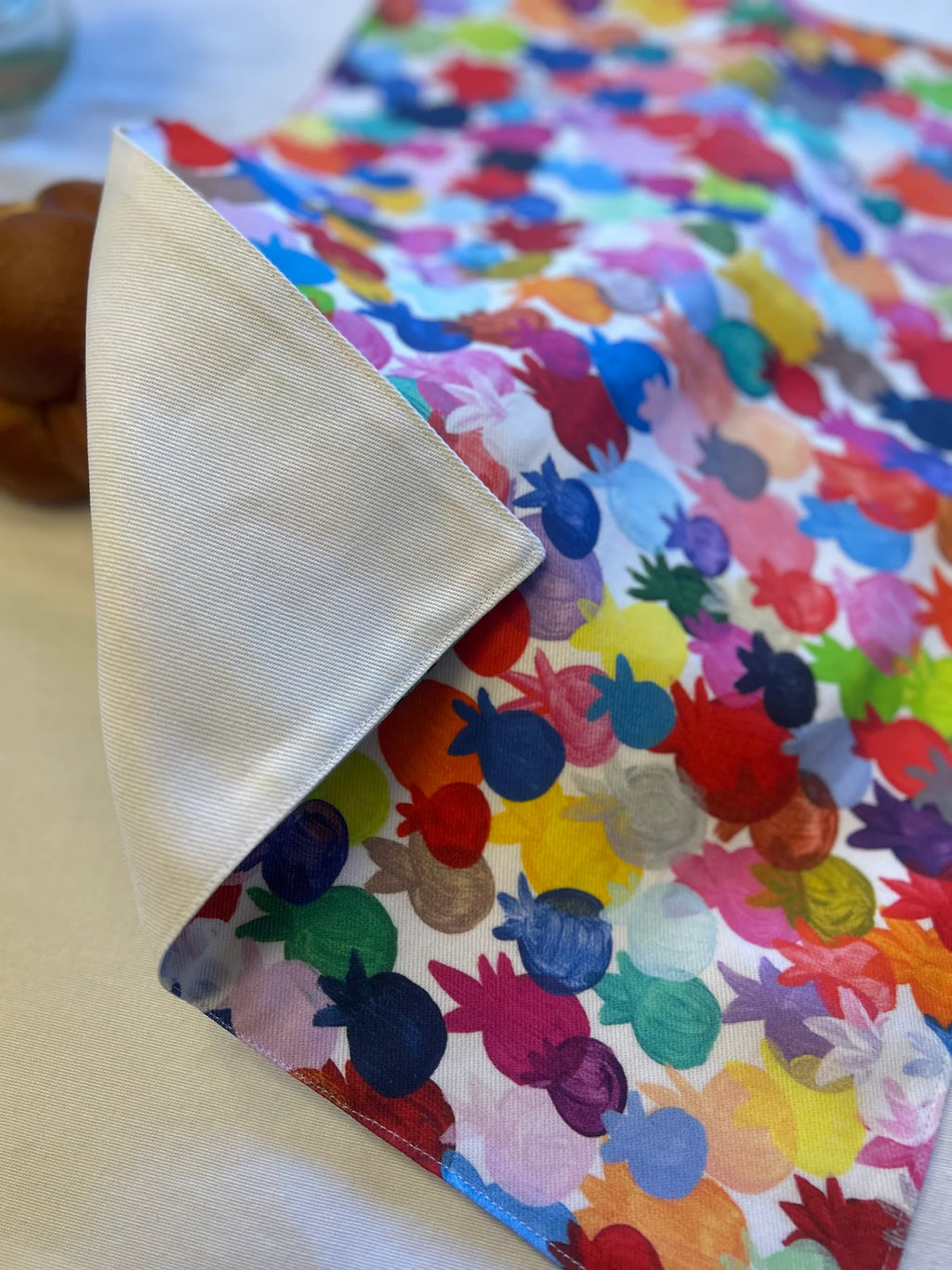 Rainbow Pomegranates Rosh Hashanah Challah Cover