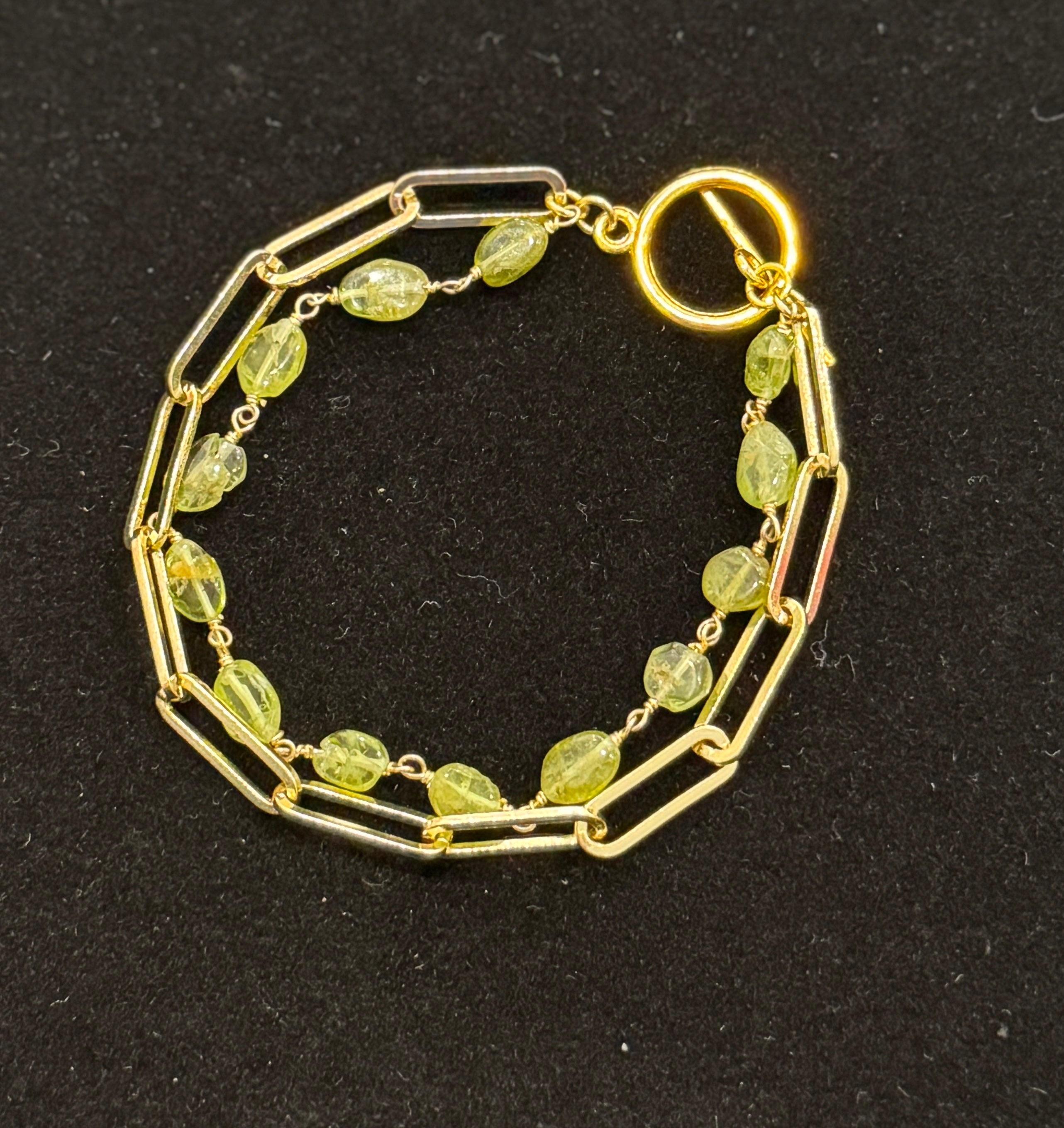 Peridot and Gold Bracelet
