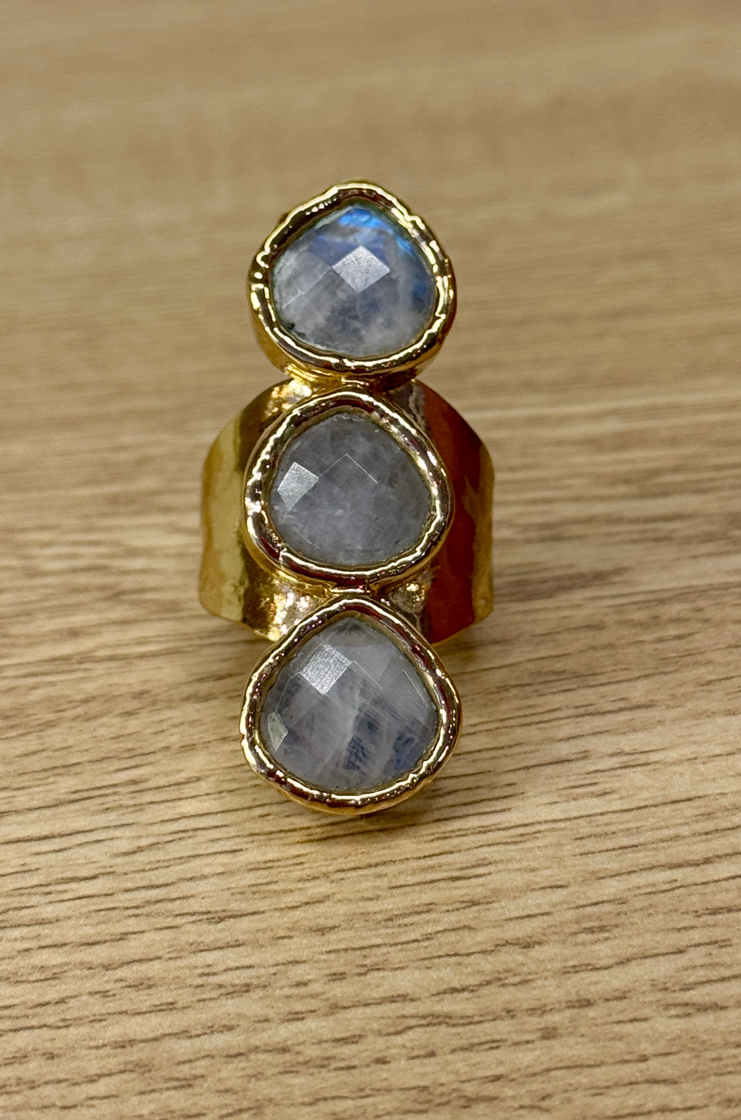Triple Moonstone Ring