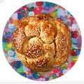 Rainbow Apples Round Glass Challah Tray
