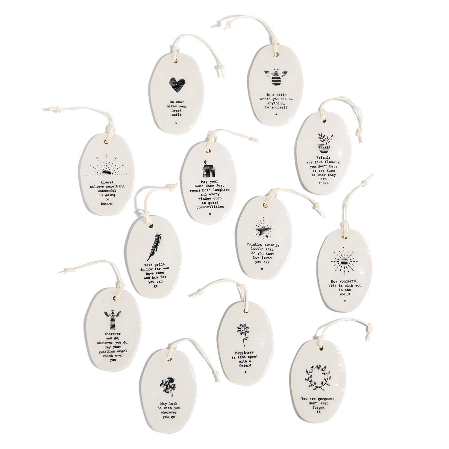 Oval Ornaments 12 Sayings - Porcelian