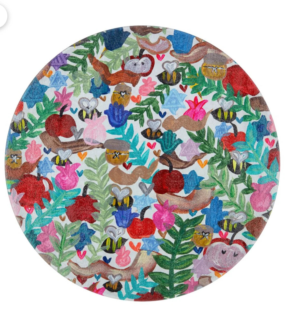 Everything Rosh Hashanah Round Glass Challah Tray