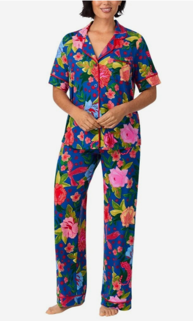 Blue Flower Pajama Pants Set- XL
