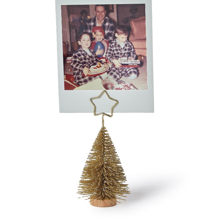 Gold Bottlebrush Christmas Tree Place Card Holder