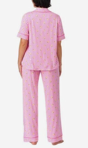 Pink Stripe Lemon Pajama Pants Set- Small