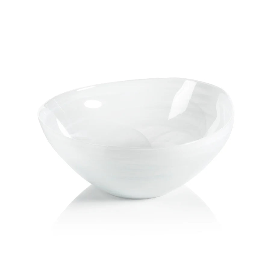 Monte Carlo Alabaster Glass Bowl - White - Medium