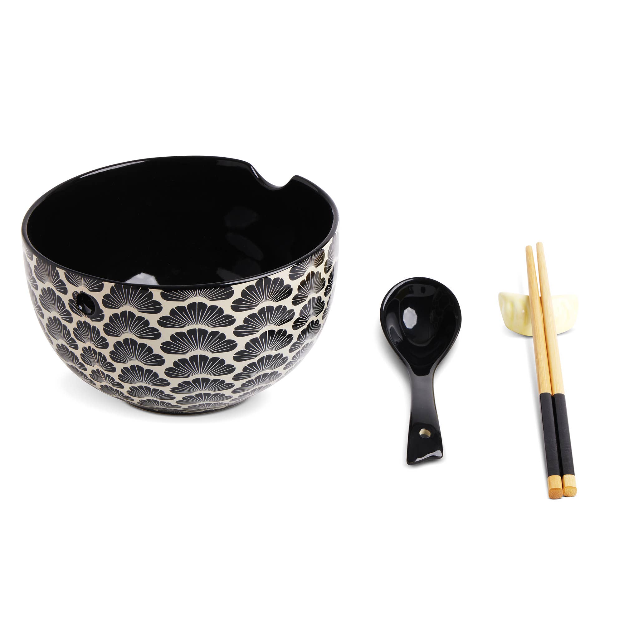 Ramen Noodle Bowl w/ Chopsticks, Spoon & Holder- 26oz