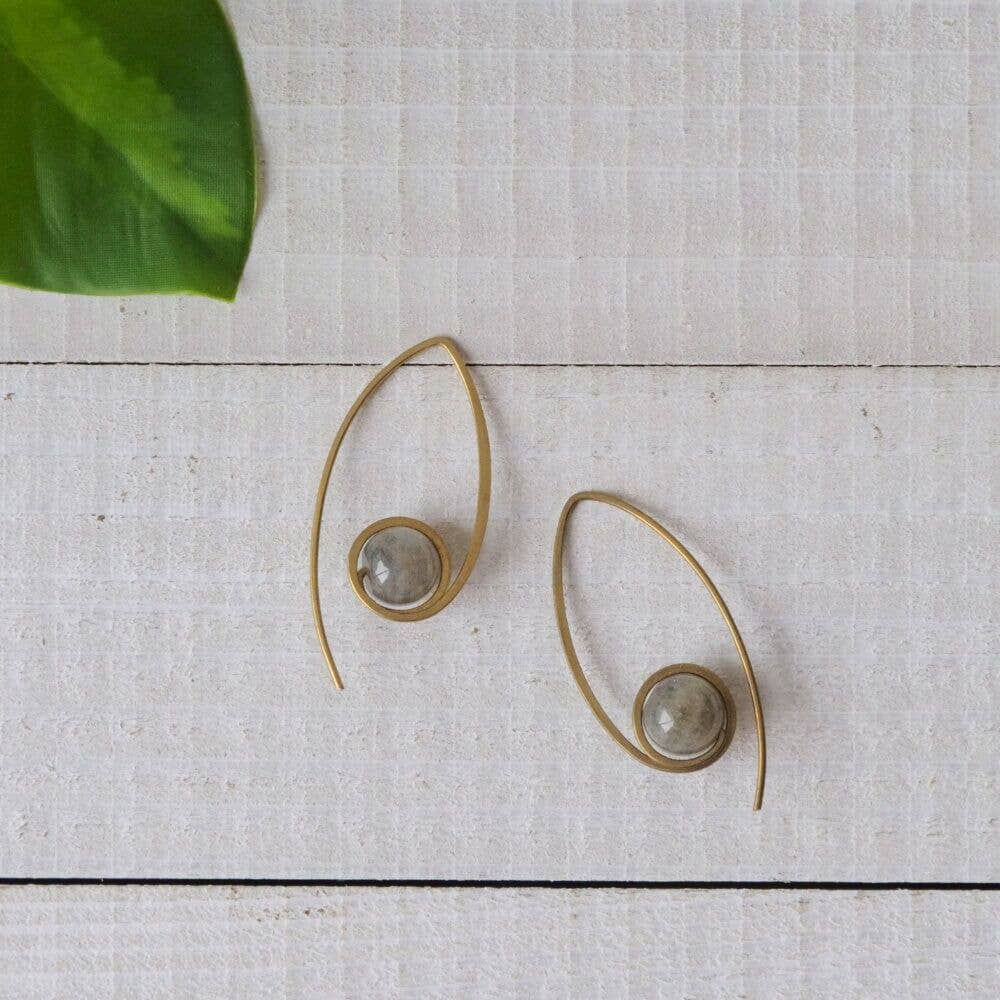 Baizaar - Brass Stone Drop Earring