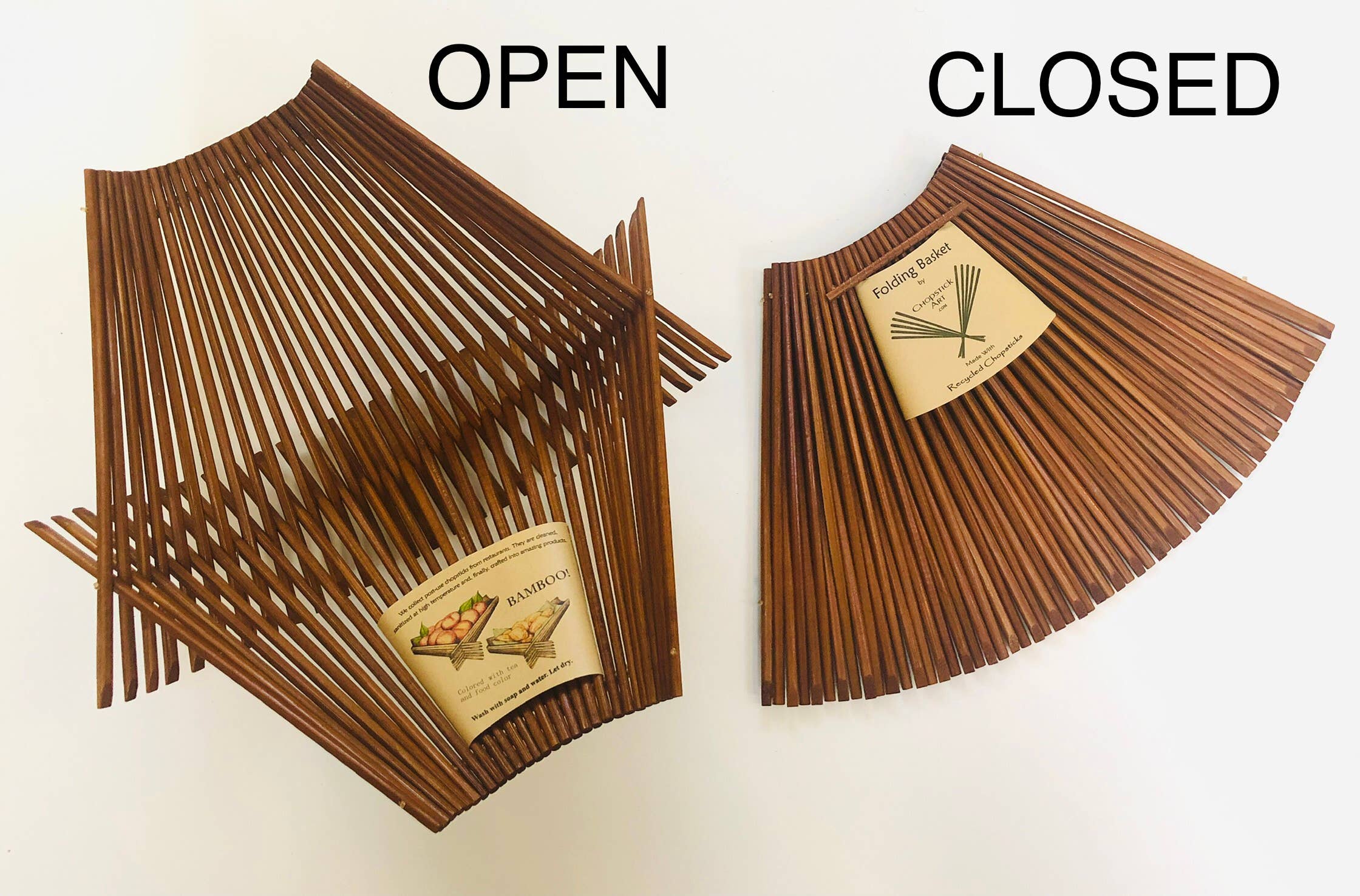 Chopstick Folding Basket: Dark Tea Stained