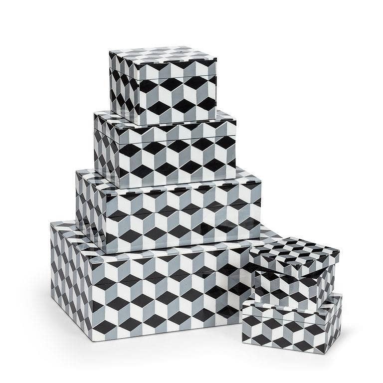 Set of 2 Rectangle Mosaic Boxes - Grey