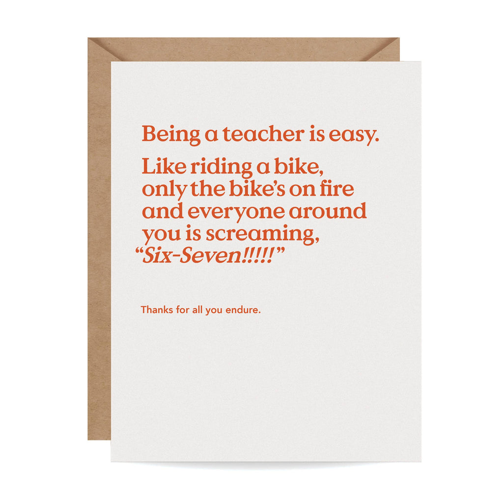 Riding A Bike 6-7 Teacher Thank You Card