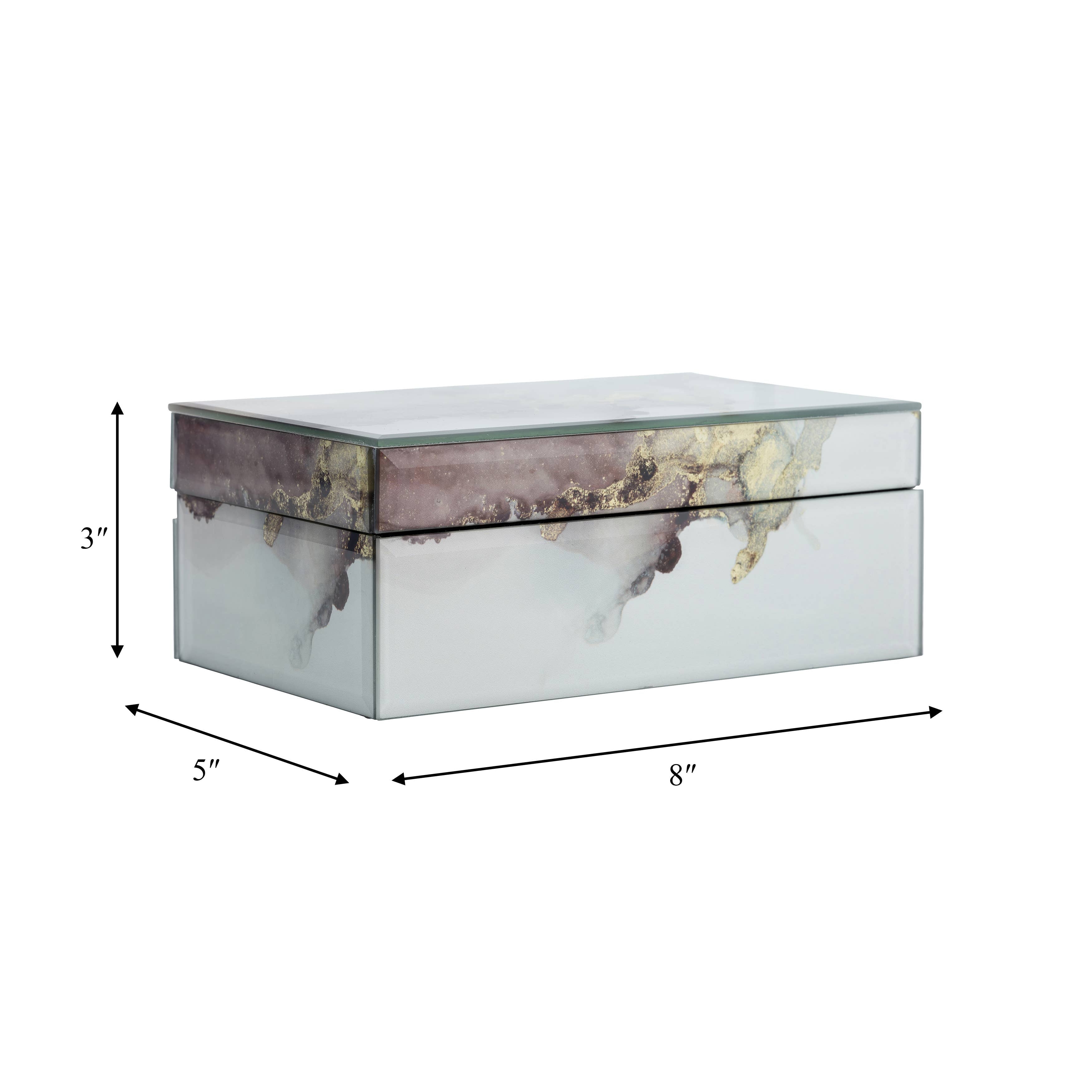 Decorative Box - White/Beige/Gold Wood