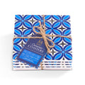 Set of 4 Square Tile Coasters - Blue Trefoil