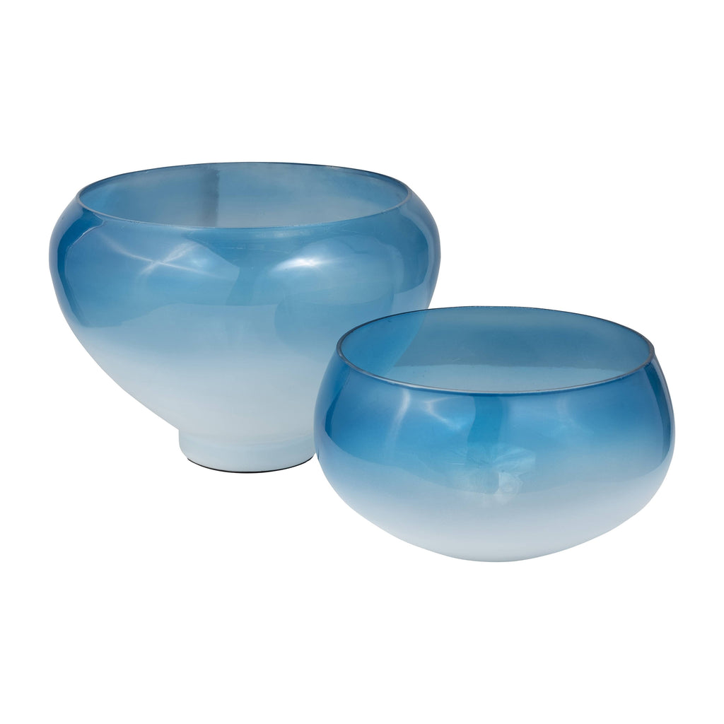 Decorative Bowls - Blue Glass Ombre, 10/14 in.