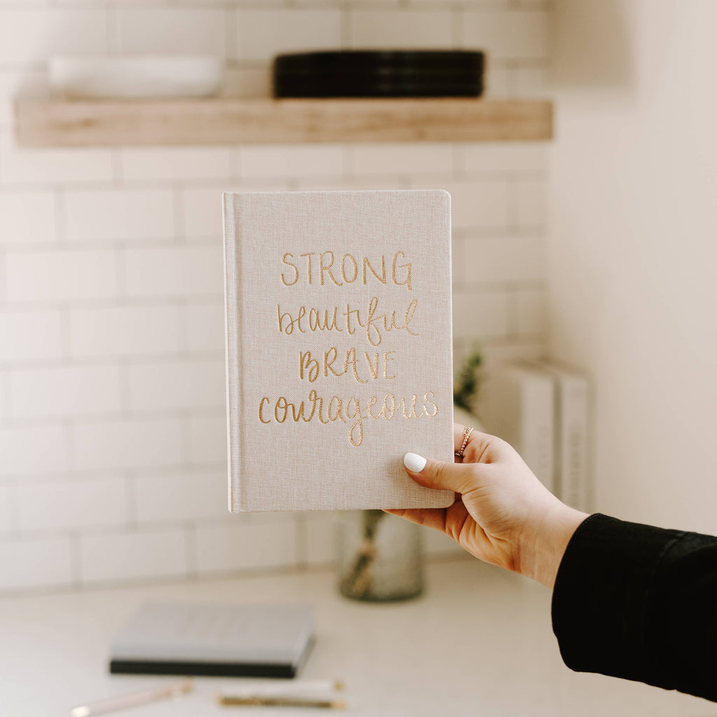 Strong Beautiful Brave Courageous - Fabric Journal