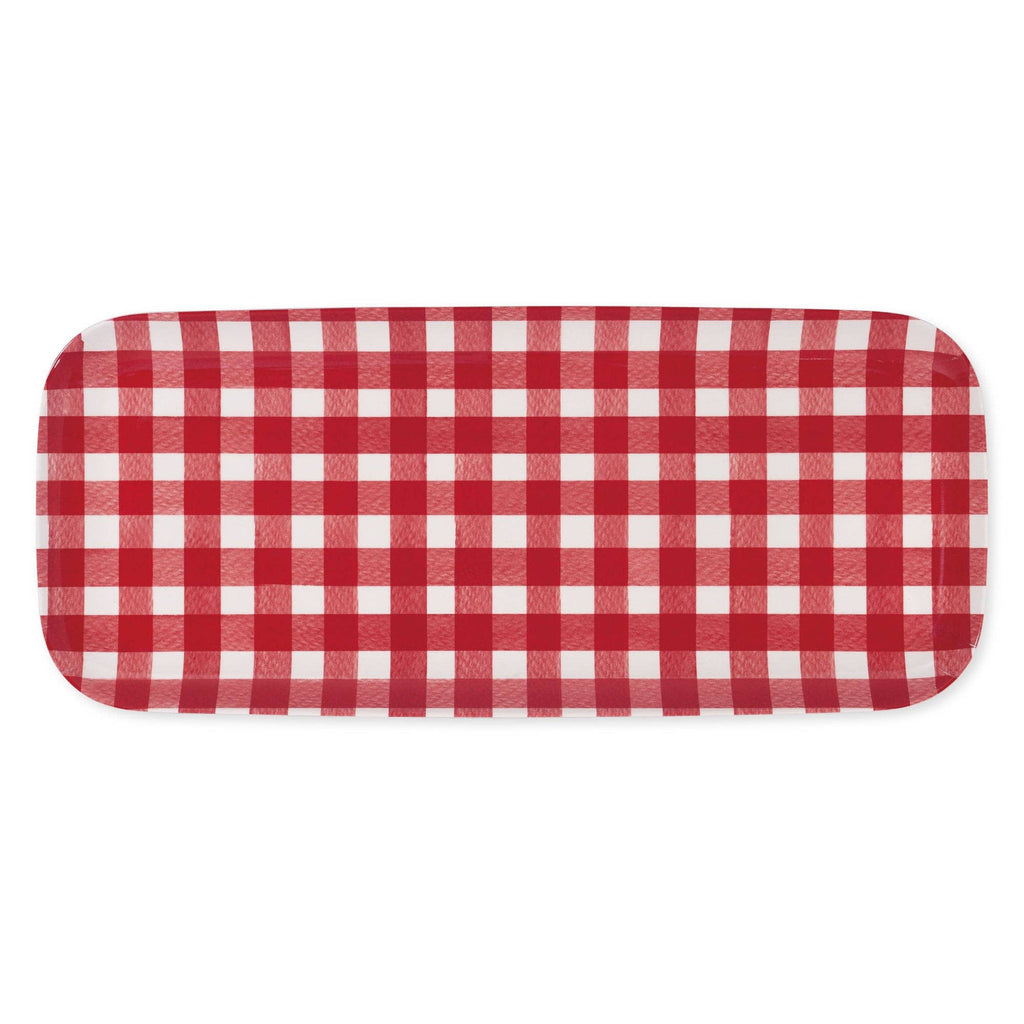 Gingham Red 15" Melamine Rectangle Tray