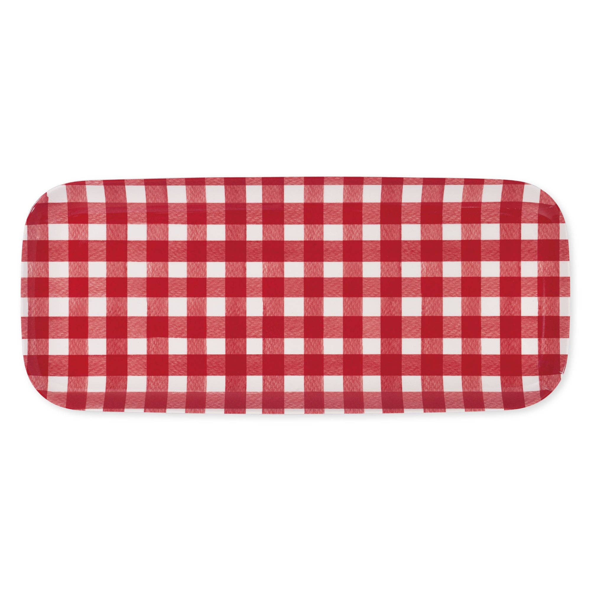 Gingham Red 15" Melamine Rectangle Tray