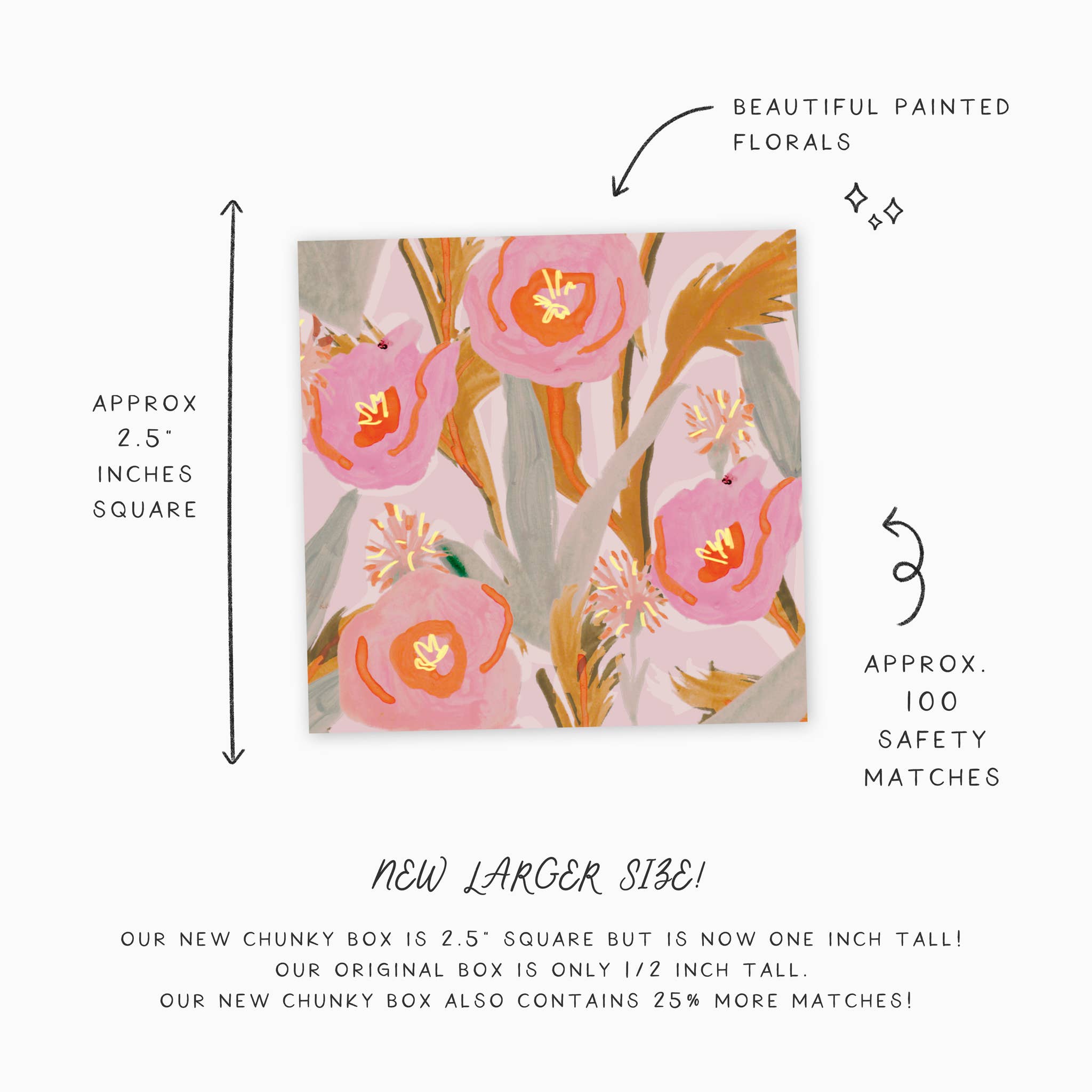 Painted Pink Florals Decorative Matchbox