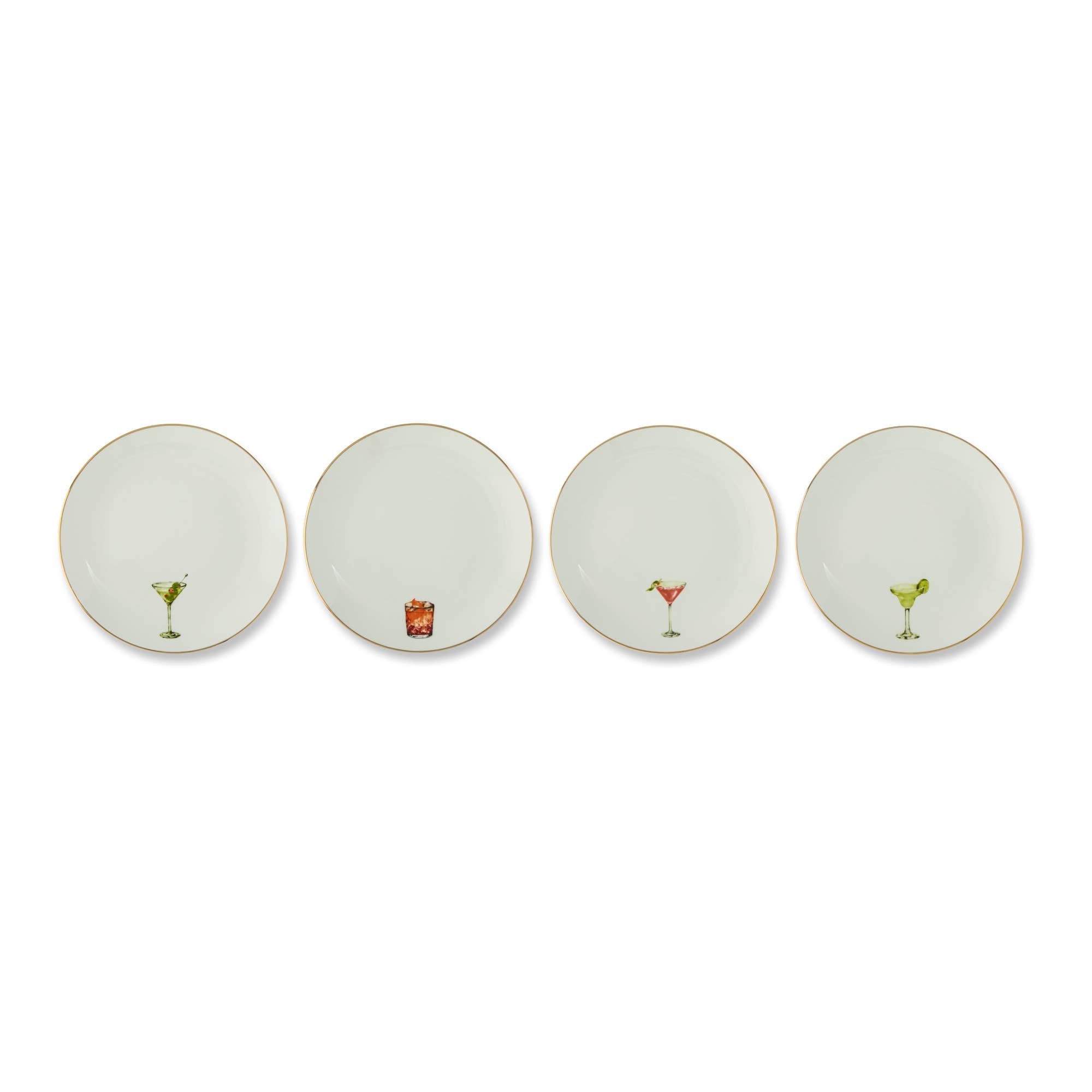 6" Gold Rim Plates - Classic Cocktails (assorted)
