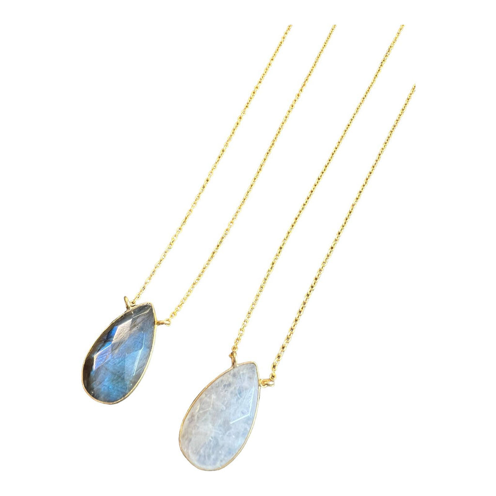 Baizaar - Faceted Teardrop Stone Necklace