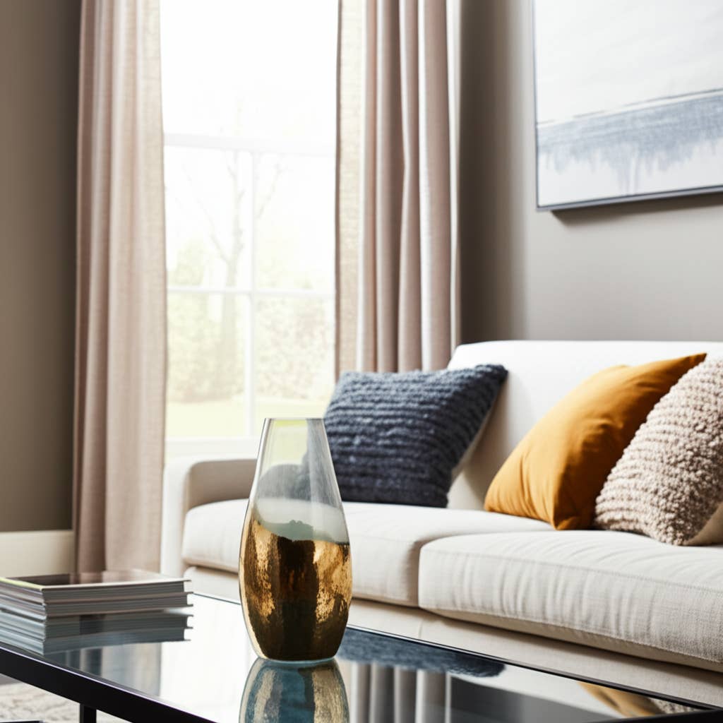Clear 15 in. Glass Modern Gold-Dipped Vase
