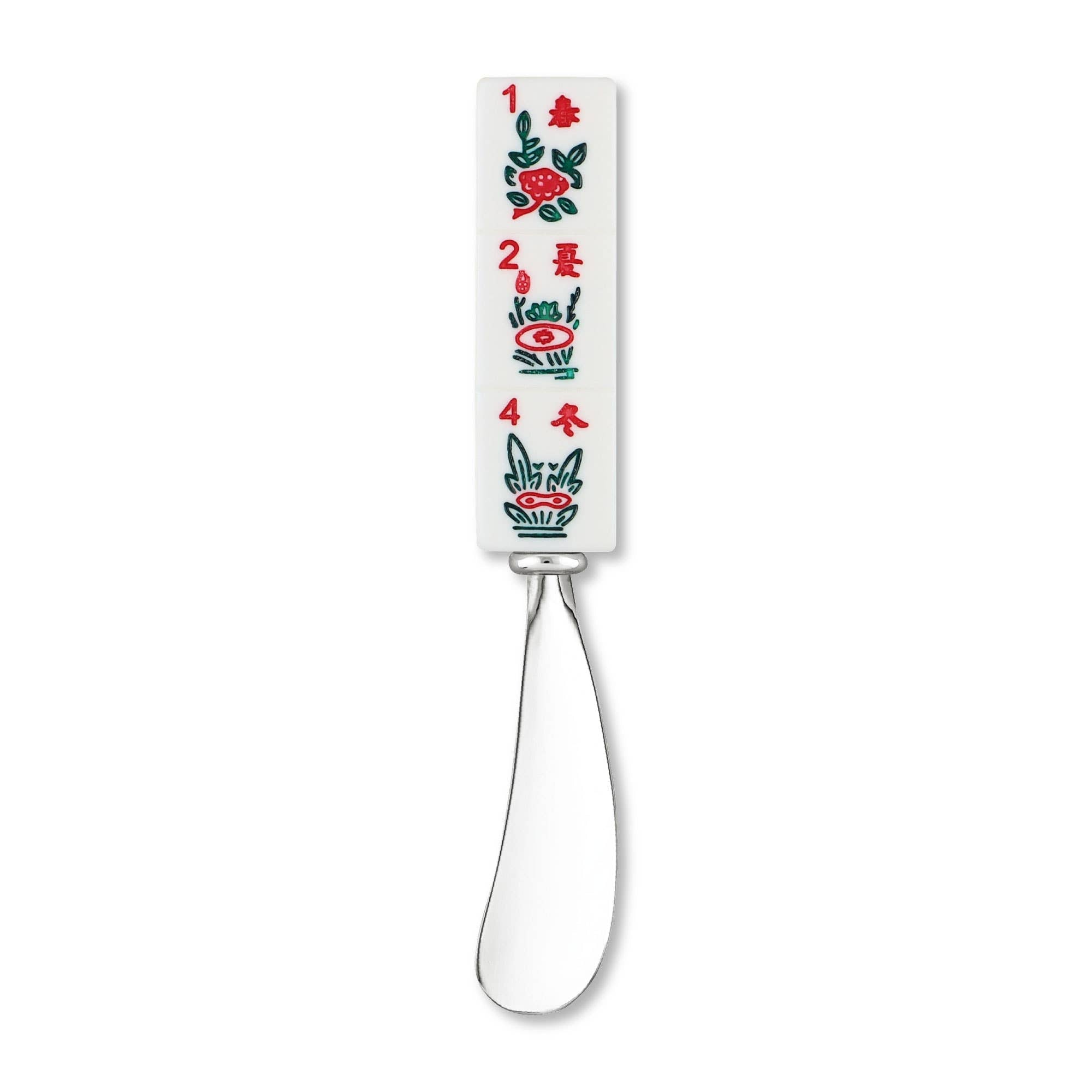 Flowers 2-Piece Mahjong Zinc Cheese Spreader