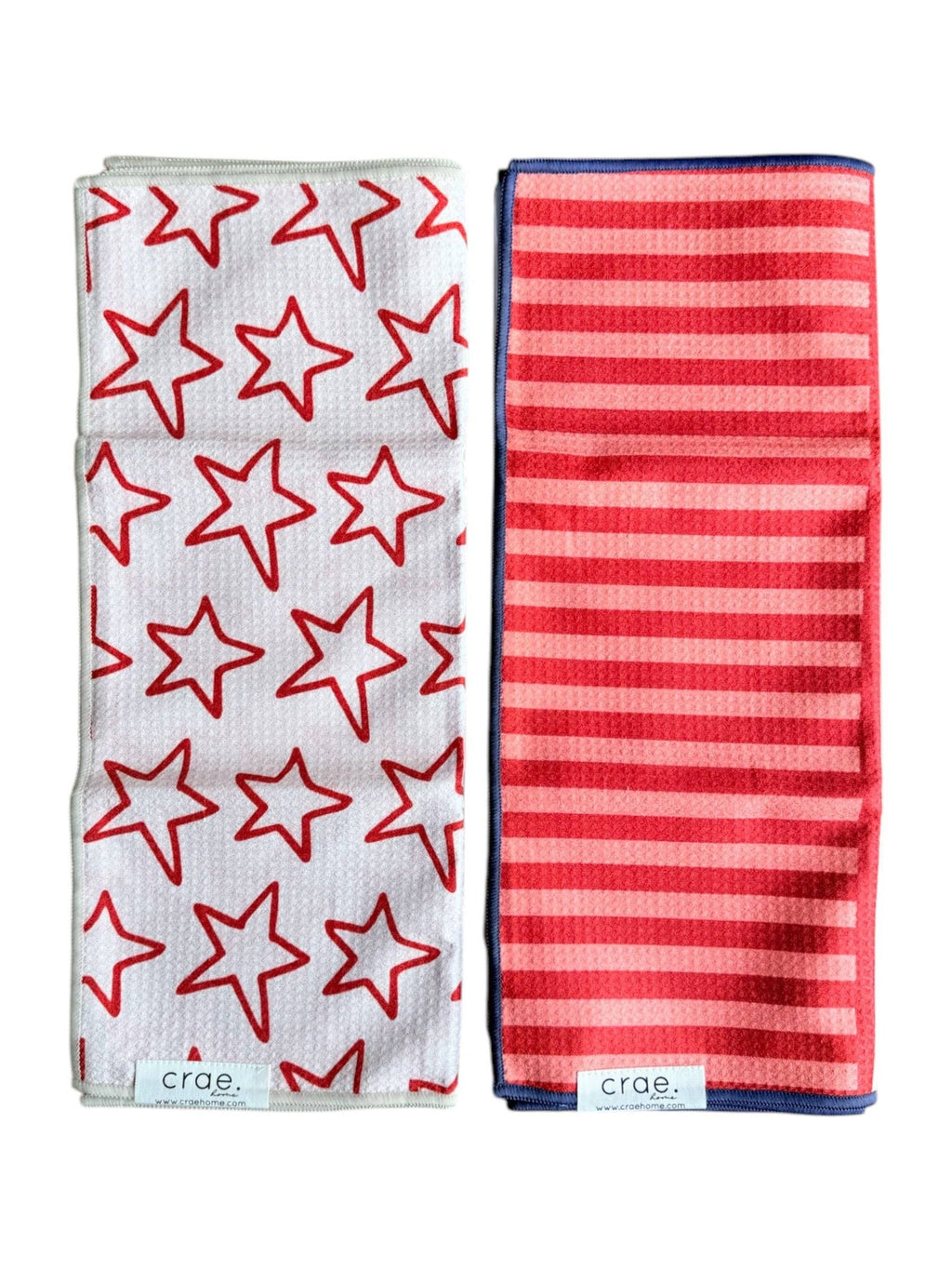 Stars/Stripes On Stripes: 2 Double Sided-Hand Towels - Crae.Home -