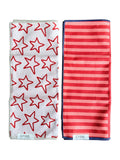 Stars/Stripes On Stripes: 2 Double Sided-Hand Towels - Crae.Home -