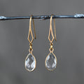 Diamond Hook Dangle Earrings with Crystal Tear Drop