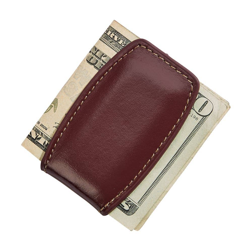 Brown Leather Money Clip - Gift for Him