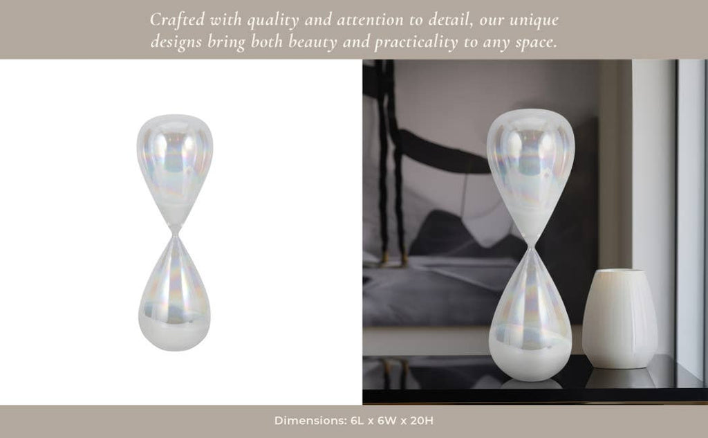 Glass Large Iridescent Teardrop Hourglass - Clear, 20 in.