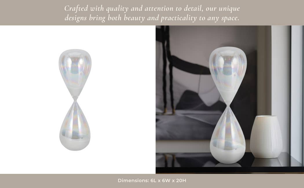 Glass Large Iridescent Teardrop Hourglass - Clear, 20 in.