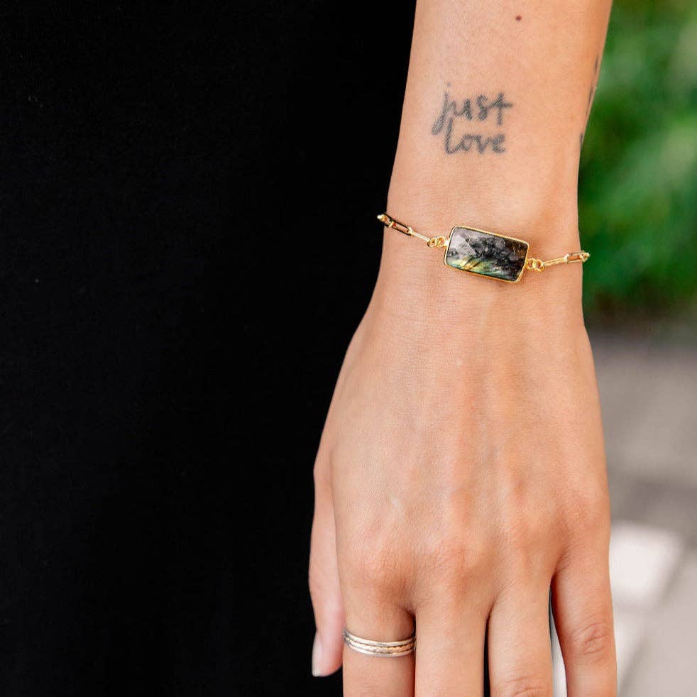 Ariana : Labradorite Rectangle Bracelet