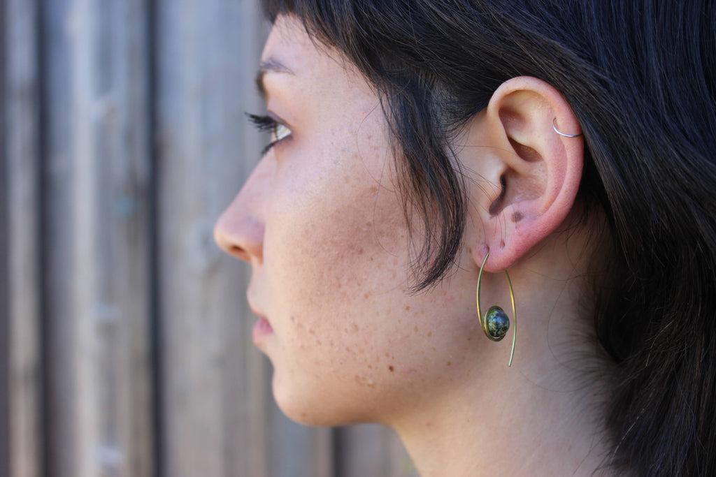 Baizaar - Brass Stone Drop Earring