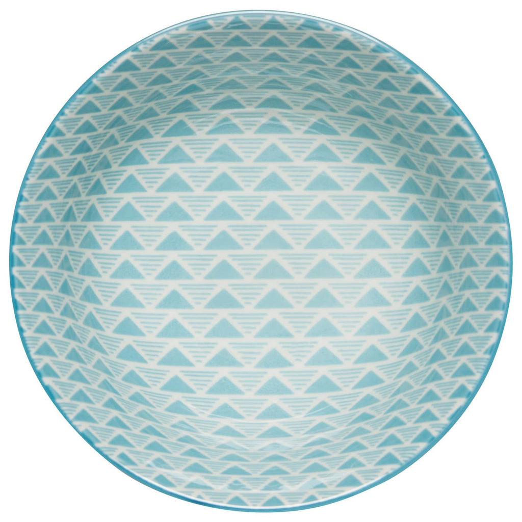 Red Blue Leaf Geo Stamped Bowl 6 Inch