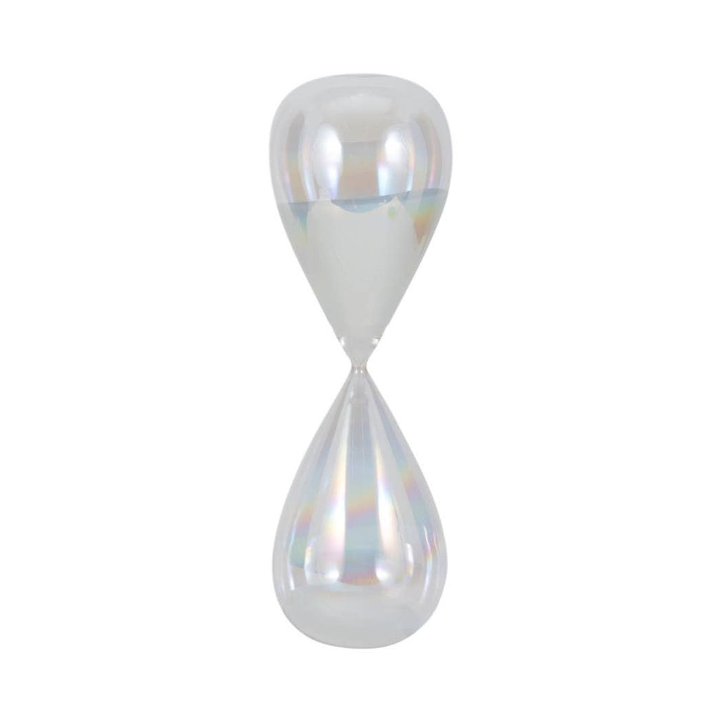 Glass Large Iridescent Teardrop Hourglass - Clear, 20 in.
