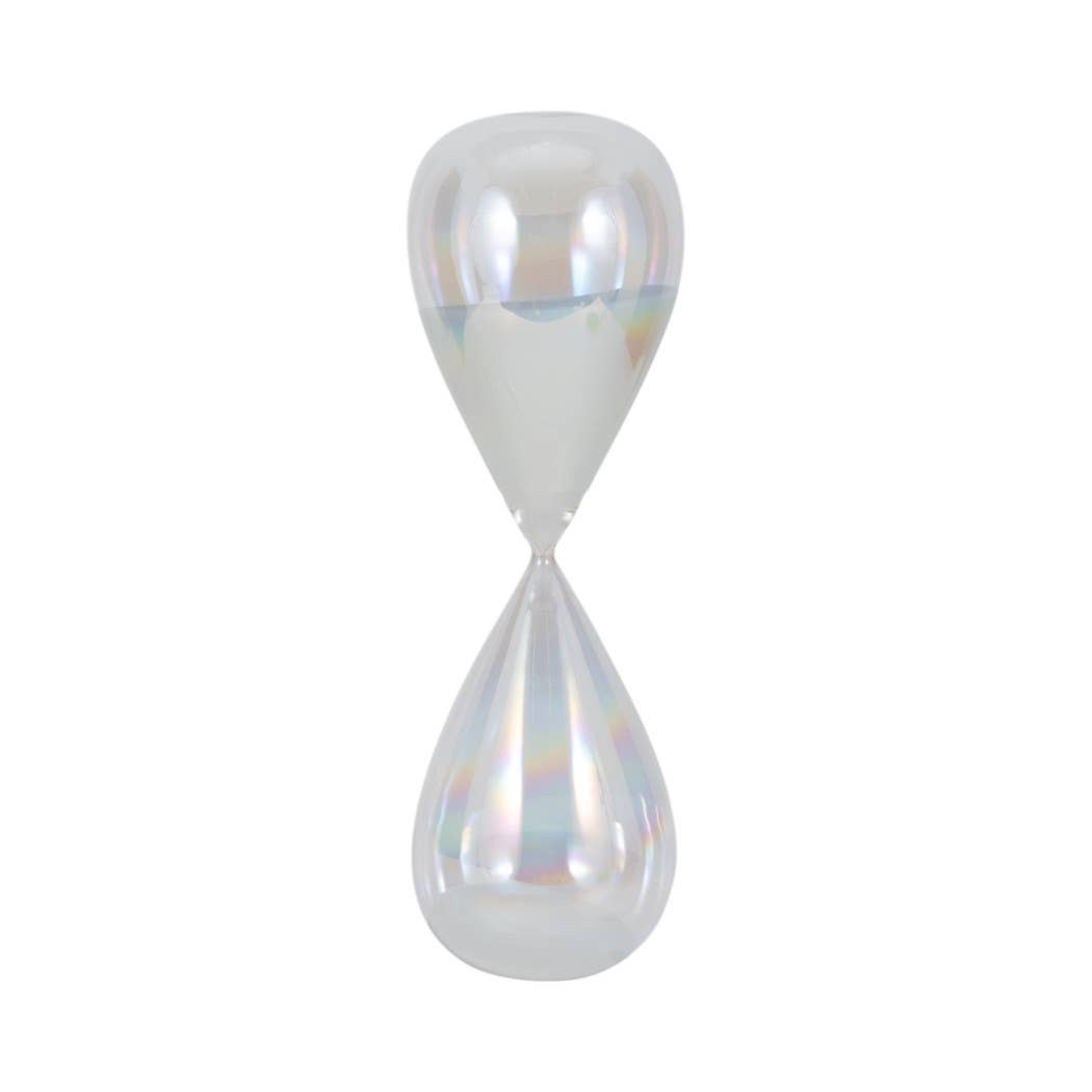Glass Large Iridescent Teardrop Hourglass - Clear, 20 in.
