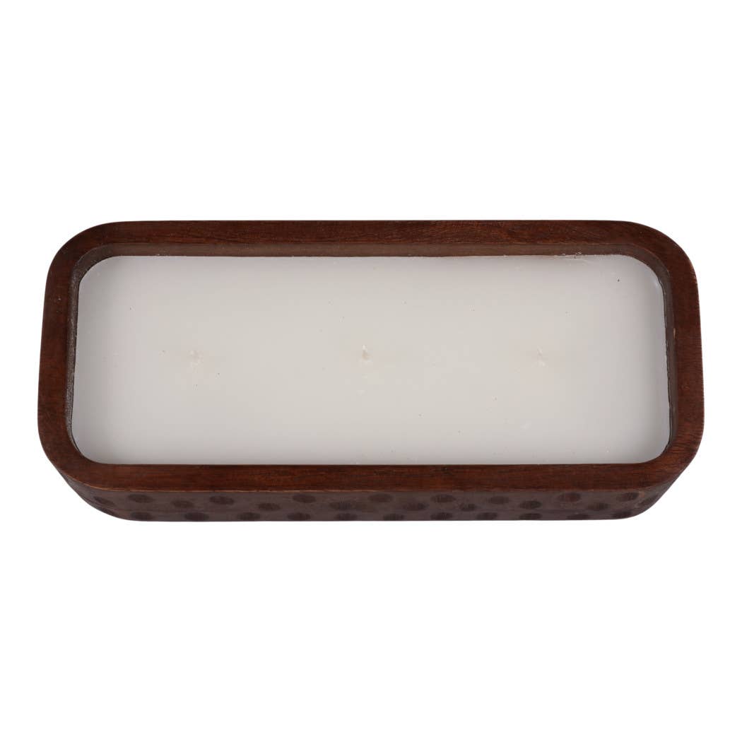 Brown Mango Pottery "Wood Hammered", 18 Oz, Vanilla Scented Candle