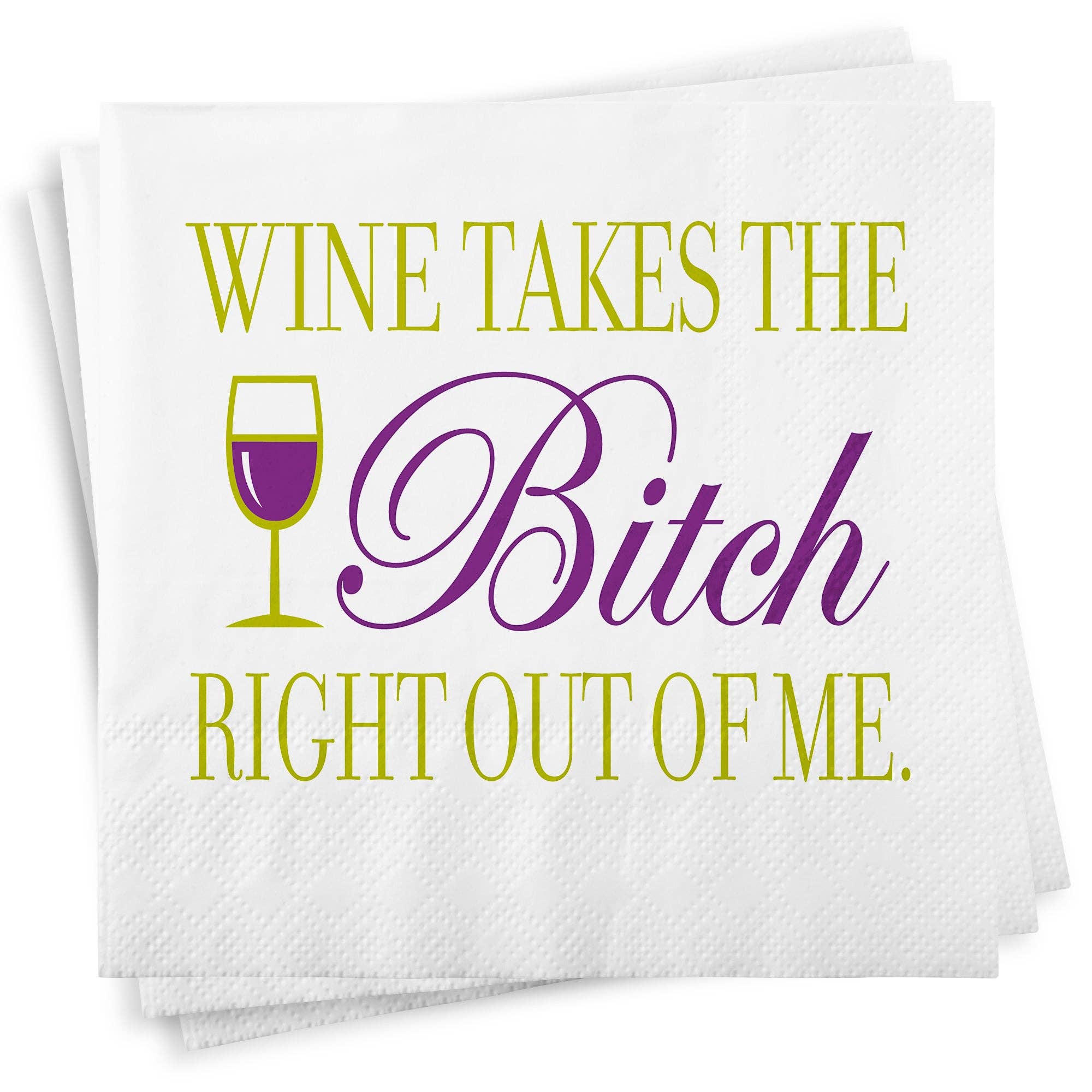 Wine Takes the Bitch...Funny Cocktail Napkins