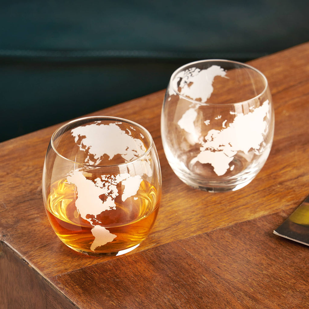 Globe Themed Whiskey Tumblers